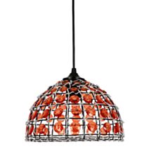 Suspension forme dome D24 en métal et perles orange